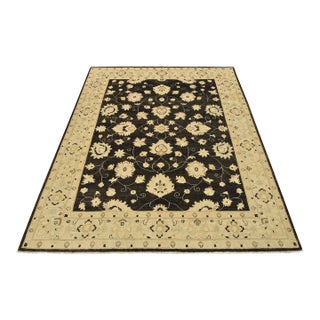 Ziegler Rug 8'3'' X 9'8'' Black Wool Traditional Hand-Knotted Oriental Carpet For Sale