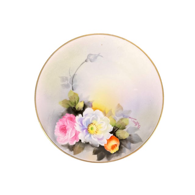 Hand-Painted Made in Prussia, Austria, Japan Floral Porcelain Plate Mixed Collection For Sale - Image 14 of 15