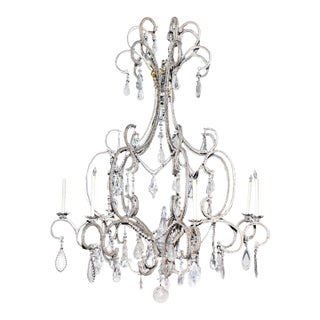 Huge Ebanista Silver Gilt Metal & Rock Crystal Chandelier For Sale