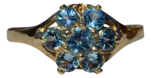 The Dallam: Ladies Yellow Gold Cluster Ring set with Blue Topaz