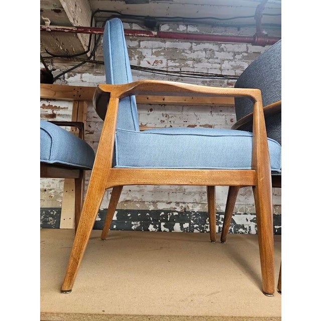 Pair of MCM accent chairs with new foam, and fabric, perfect as stylish side chairs, office seating, or a statement...