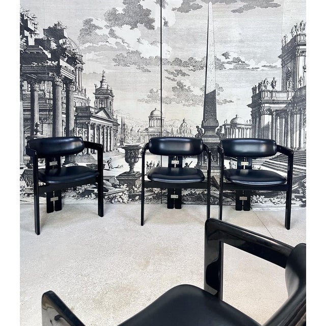 Black Pamplona Leather Dining Chairs by Augusto Savini for Pozzi, Italy, 1964, Set of 4 For Sale - Image 8 of 18