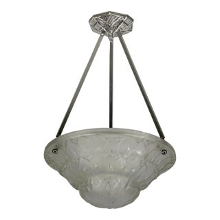 French Art Deco Pendant Light by Hettier Et Vincent & Baccarat - 1920s France For Sale