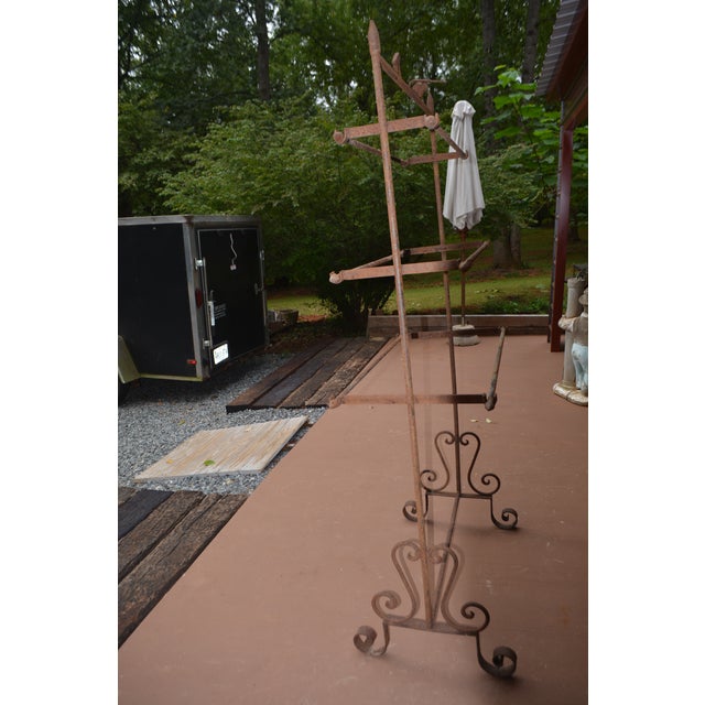 Vintage Cast Iron / Metal Primitive Rustic 3 Tier Graduated Drying / Quilt Rack Stand For Sale - Image 17 of 18