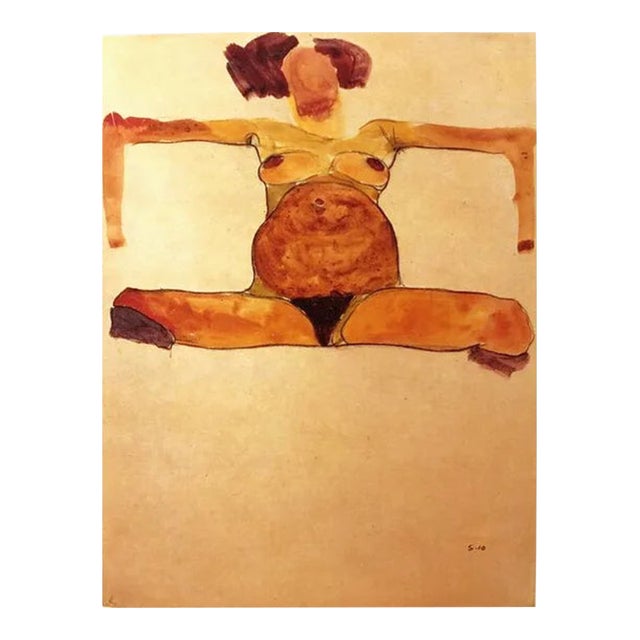 1981 Egon Schiele 4 Erotic Drawings Sitting Pregnant Woman For Sale