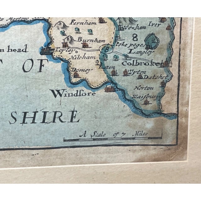 Rare Original Antique Hand Colored Map of Buckinghamshire by Richard Blome 1715 For Sale - Image 14 of 15
