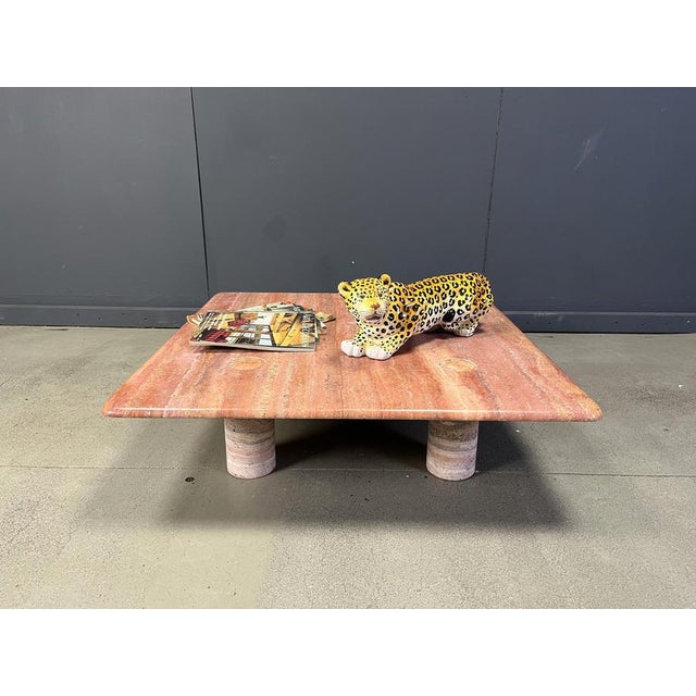 Red Travertine Coffee Table by Angelo Mangiarotti for Up&Up, Italy, 1970s For Sale - Image 13 of 16