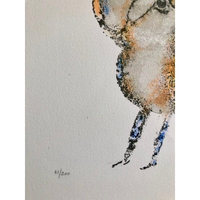 Contemporary Sakti Burman, Contemporary Indian Art Master Lithograph in Color Abstract Figures with Cat, c.1960's For Sale - Image 3 of 6