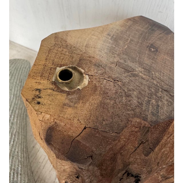 Slate Gray Vintage Modern Granite Brass and Wood Abstract Minimalist Sculpture For Sale - Image 8 of 9