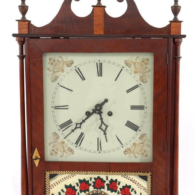 American Vintage Seth Thomas School Pillar & Scroll Mantle Clock, Reverse Painted Panel For Sale - Image 3 of 10