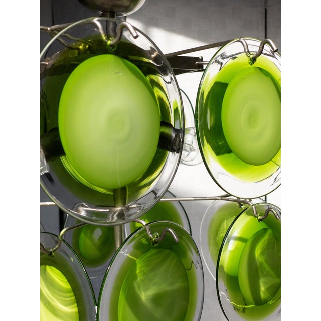 A Striking Statement: Rare "Space Age" Double-Tier Drum Chandelier – Attributable to AV Mazzega, Murano (1970s) An...