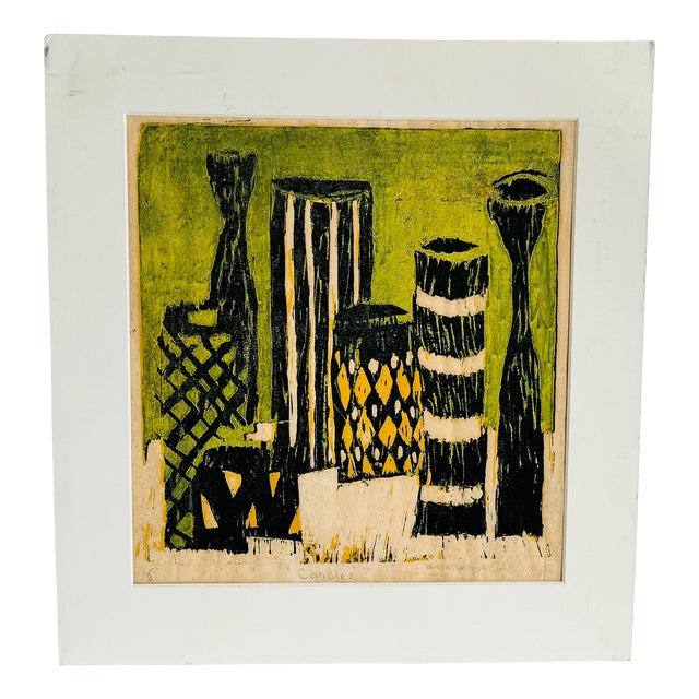 Vintage 1970 Candles Wood Block Art For Sale