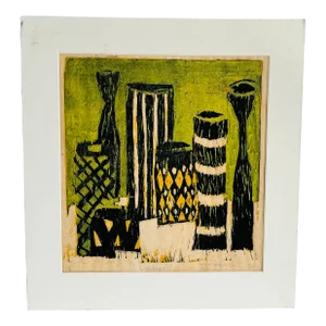 Vintage 1970 Candles Wood Block Art