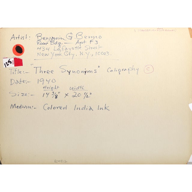 Three Synonyms Caligraphy, Benjamin Benno Painting Chairish