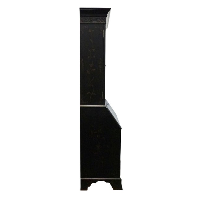 Ethan Allen Newport Collection Contemporary Asian Inspired Black 41" Secretary Desk W. Bookcase Hutch Top 34-9408 For Sale - Image 15 of 17