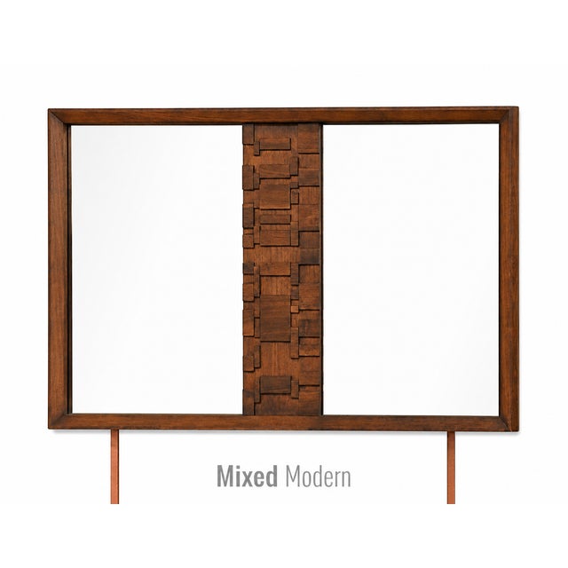 1970s 1970s Brutalist MCM Walnut Mirror For Sale - Image 5 of 7