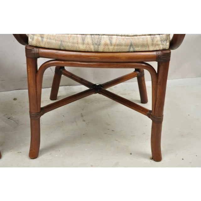 Late 20th Century Vintage Hollywood Regency Bentwood Rattan Fan Back Dining Chairs - Set of 4 For Sale - Image 5 of 12