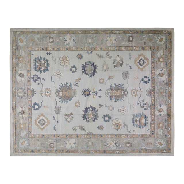 Turkish Oushak Knotted Wool Rug, 10'5''x13'6'' For Sale