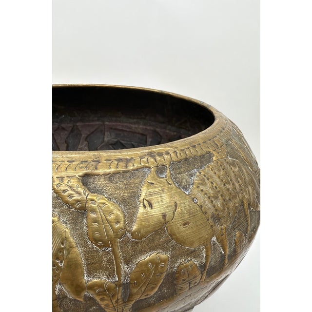 Large Engraved Brass Planter, 1960s For Sale - Image 3 of 8