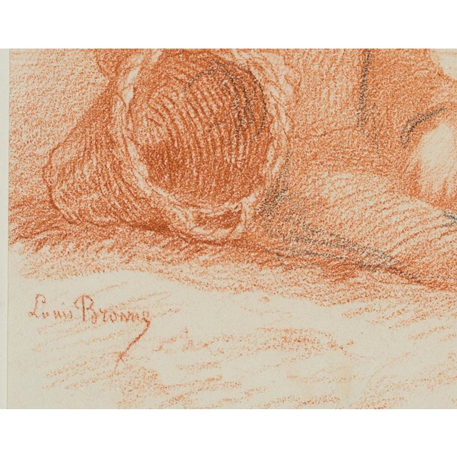 L. Browne, Fishing Boy Sitting on the Beach, 1853, Chalk on Paper For Sale - Image 3 of 5
