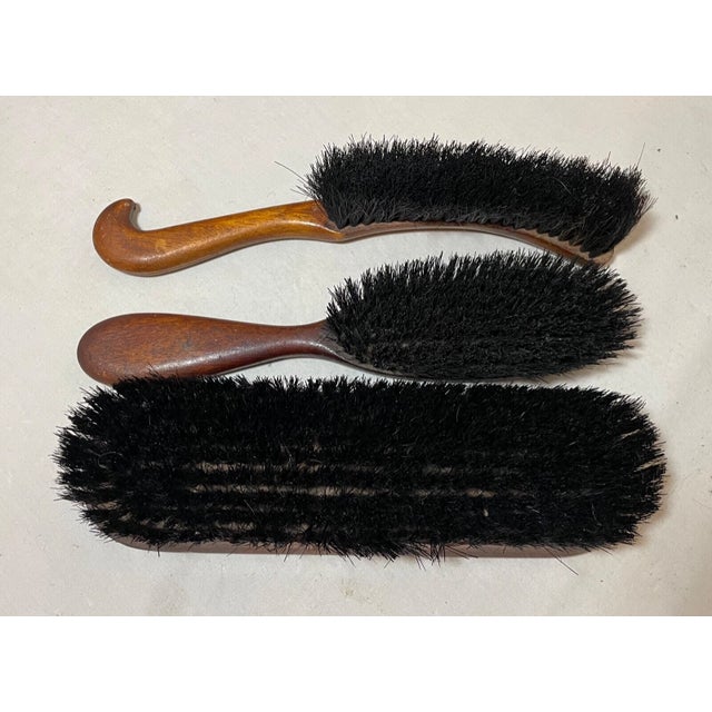 4 Piece Antique Handmade Folk Art Marquetry Wood Brush Vanity Grooming Set For Sale - Image 10 of 12