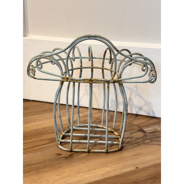 Vintage Metal Wire Wall-Mounted Planter Basket or Jardiniere For Sale In New York - Image 6 of 7
