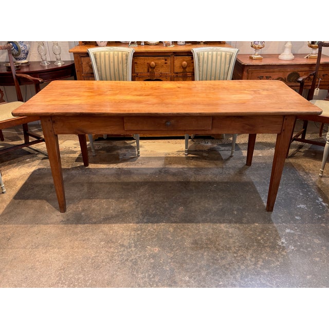Wood 19th Century French Cherry Farm Table For Sale - Image 7 of 9