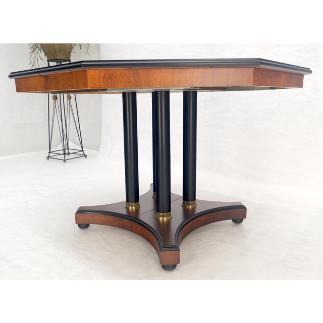Henredon Flame Mahogany Octagon Shape Two 18" Leaves Single Base Dining Table MINT! For Sale - Image 4 of 15