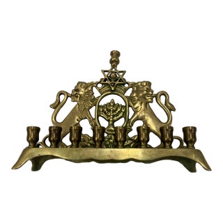 Antique Brass Menorah For Sale