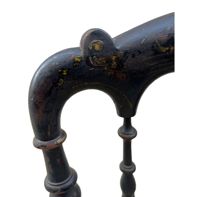 Ebony 1850s French, Ebonized Wood Chiavari Chairs With Gold Velvet Seats - A Pair For Sale - Image 8 of 12