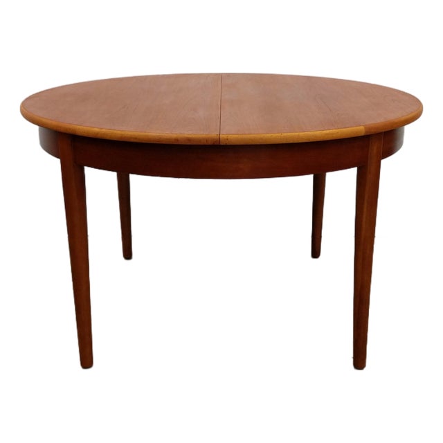 Vintage Mid Century Modern Teak Extendable Dining Table For Sale