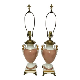 Vintage Paul Hansen Regency Trophy Lamps in Shell Pink - A Pair For Sale