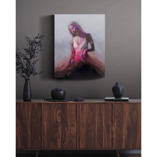 Early 21st Century Rupture by Josh Sorrell | Oil on Panel Abstract figure with a pink dress sitting down. For Sale - Image 5 of 5
