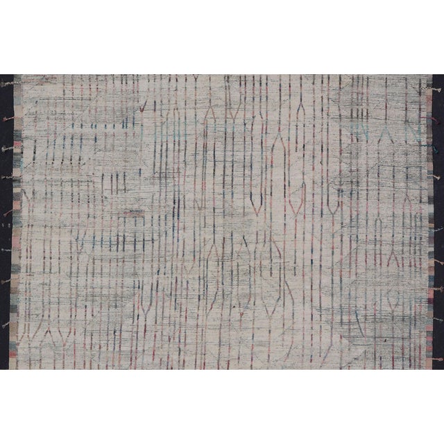 Modern Afghanistan Rug in Neutral Tones With Subdued Design With Pops of Color For Sale - Image 4 of 10
