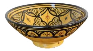 Vintage Moroccan Handcrafted Ceramic Yellow Bowl