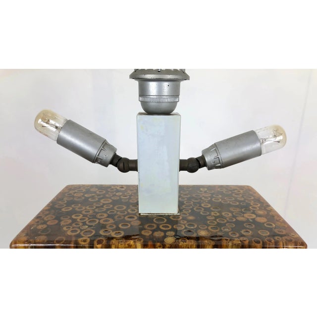 Wood Bamboo Resin Table Lamp by Riccardo Marzi, Italy, 1970s For Sale - Image 7 of 11