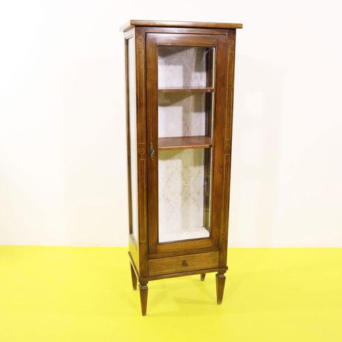 Wooden Display Cabinet with Glass Inserts and Inlays For Sale - Image 16 of 16