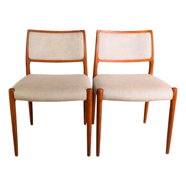 Set of Model 80 Chairs in Teak by Niels O. Moller for JL Møbelfabrik For Sale