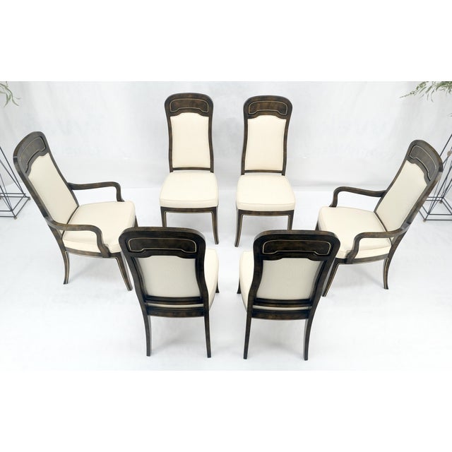 Mastercraft Dark Burl Walnut Oval Leaves Dining Table & 6 Chairs Set For Sale - Image 9 of 12