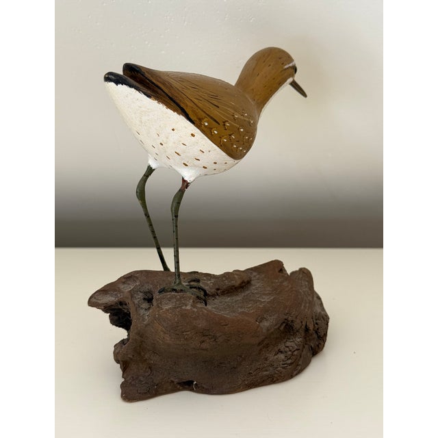 Vintage Hand Carved Sandpiper Shorebird Gus Mirando Nantucket Artist For Sale - Image 4 of 14