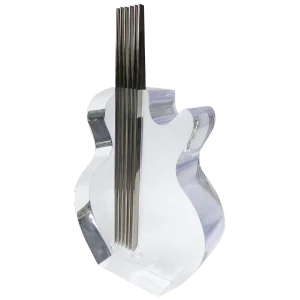 Custom Lucite and Stainless Steel Sculpture of a Guitar