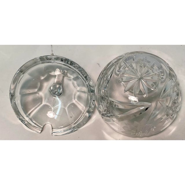 Glass Antique Pumpkin Shaped Cut Glass Jam Jar With SunFlower Design From England For Sale - Image 7 of 9