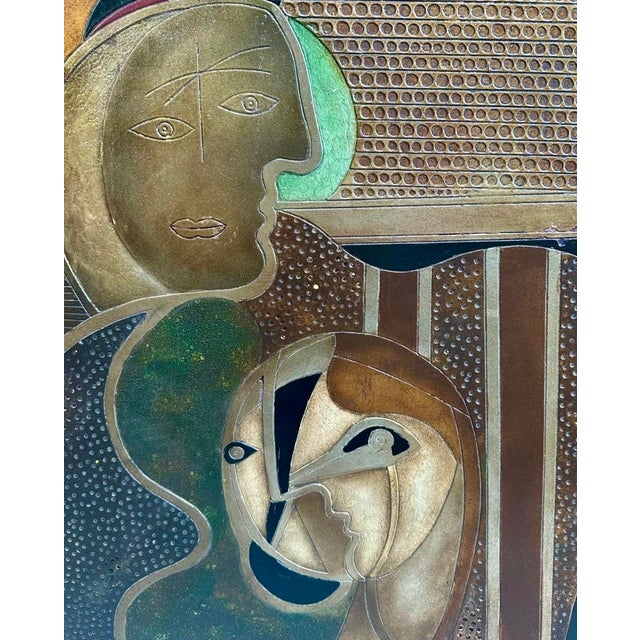 1960s Pair Mid-Century Picasso-Style Carved & Gilded Wood Panels Attributed to Enrico Baj For Sale - Image 5 of 18