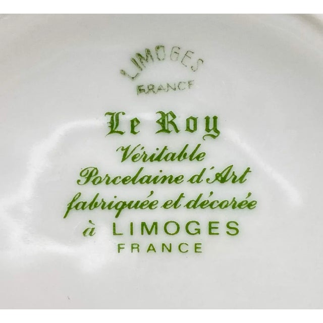 Green Vintage French Limoges Le Roy Porcelain Floral Trinket/ Jewelry Box For Sale - Image 8 of 13