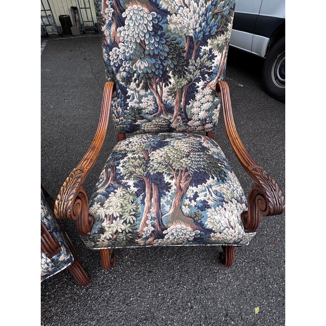 Newly Upholstered French Arm Chairs For Sale - Image 4 of 11