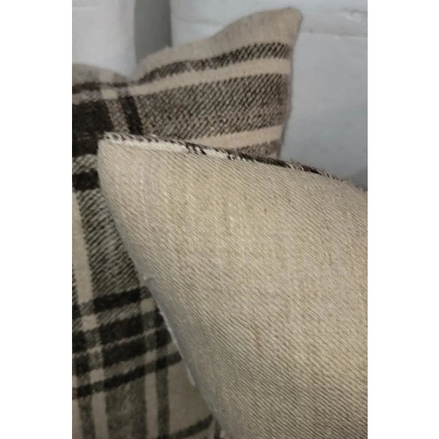 Rustic 19thc Plaid Homespun Linen Pillows, Pair For Sale - Image 3 of 5