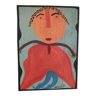 1980s "Mose T" Tolliver Folk Art Woman Painting For Sale