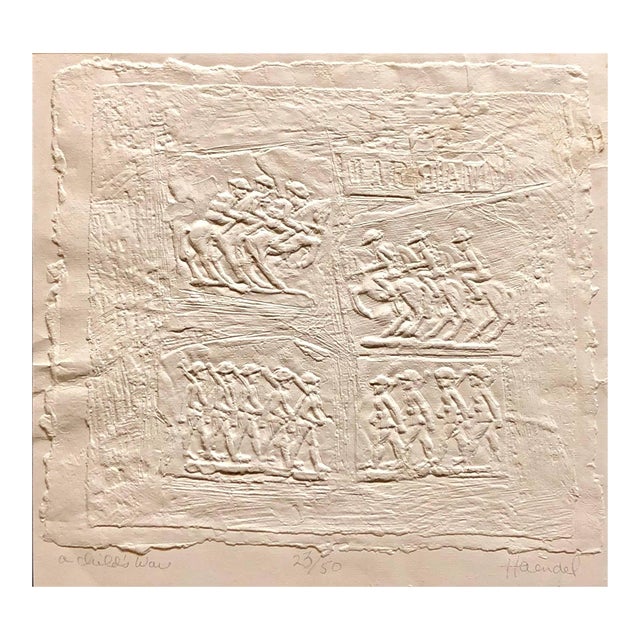 William Haendel, Bill Haendel Americana 'A Child's War' Cast Paper Relief Sculpture, 1975 For Sale