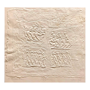 William Haendel, Bill Haendel Americana 'A Child's War' Cast Paper Relief Sculpture, 1975