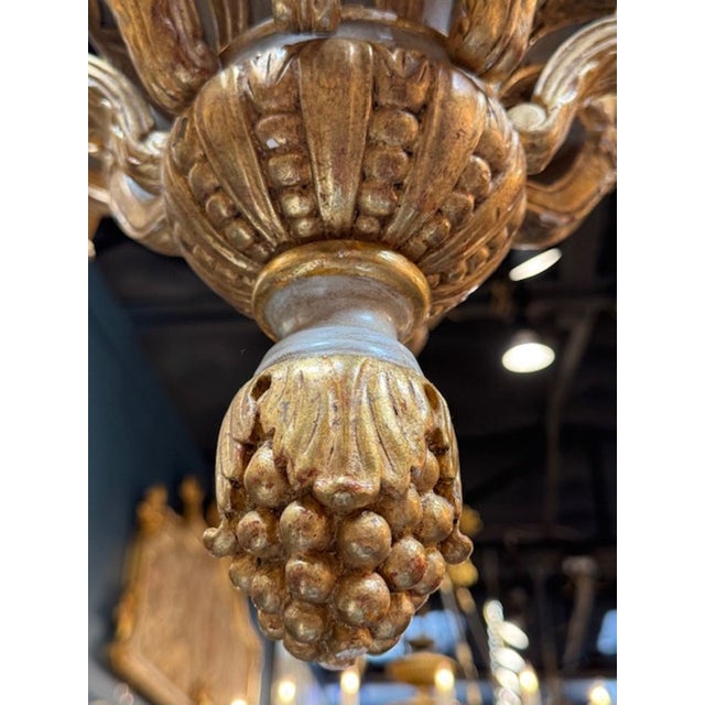 Antique French Carved and Parcel Gilt 8 Arm Chandelier For Sale - Image 4 of 7